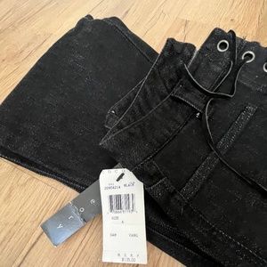 Vtg Theory Black Denim Jeans Sz 6 Lace Up